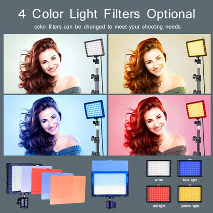 LED Video Fill Light Panel Kit with Tripod Stand & RGB Filters, Dimmable 5600K Studio Light for Vlogging