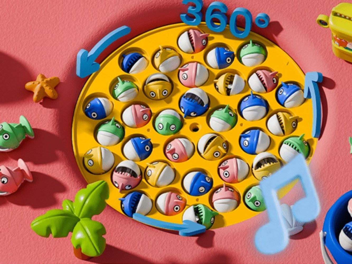 Magnetic Fishing Game for Kids 66 Pieces, Ocean Fishing Toy Set with Rods for Toddlers Ages 3 4 5 6