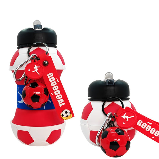 Soccer-Ball-Shaped Water Bottle with Black-and-Green Body, Flip Spout, Carry Strap and 550 ml Source Size