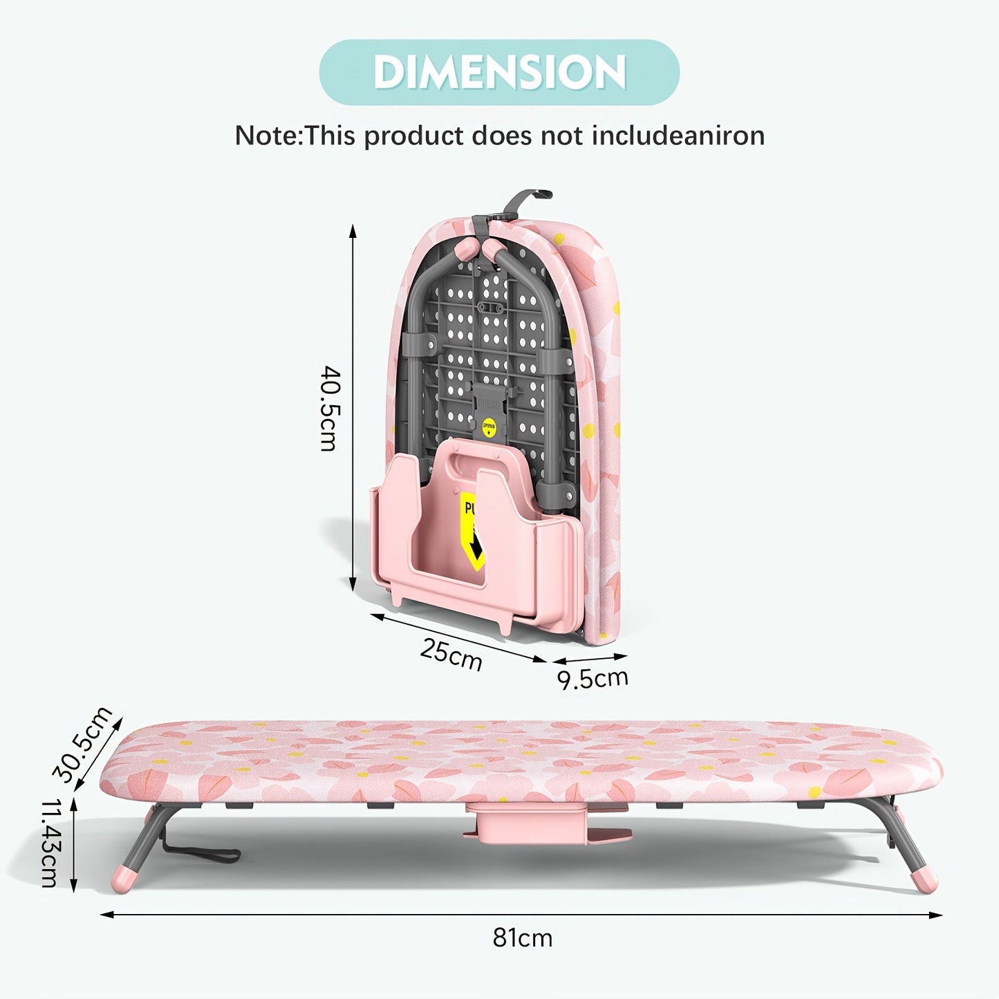 Tabletop Ironing Board with Iron Holder - Compact Portable Mini Ironing Board with Feet, Heat Resistant Cover