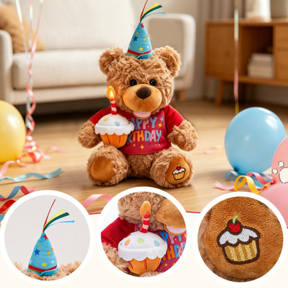 Singing Birthday Teddy Bear Plush Toy 13.5 Inch Interactive Stuffed Animal with the Listed Color, Size or Set Options for Everyday Use