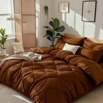 Diamond-Grid Microfiber Comforter Set with Pillowcases, 14 Color or Code Options and Twin, Queen or King Sizes