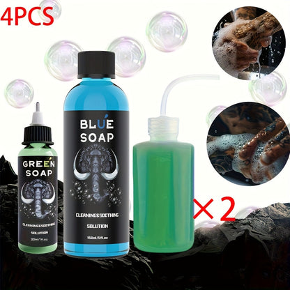 Tattoo Green Soap Kit Cleansing Solution with Squeeze Bottle – Green and Blue Tattoo Soap for Artists, Safe Color Foam Moisturizing Formula