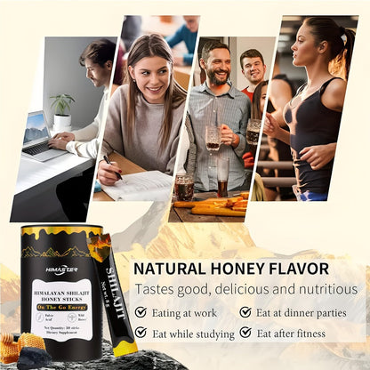 Herbal Supplement with HIMASTER Label, Himalayan Shilajit Honey Sticks, 30 Individually Wrapped 8g Sticks