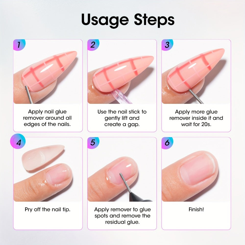 Nail Glue Remover 20ml Precision Needle Applicator Acetone Free – Fast Acting No-Mess Formula for Press On Nails Gel X Nail Tips Fake Nails