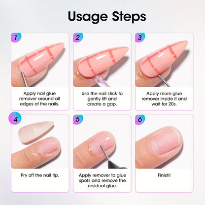 Nail Glue Remover 20ml Precision Needle Applicator Acetone Free – Fast Acting No-Mess Formula for Press On Nails Gel X Nail Tips Fake Nails