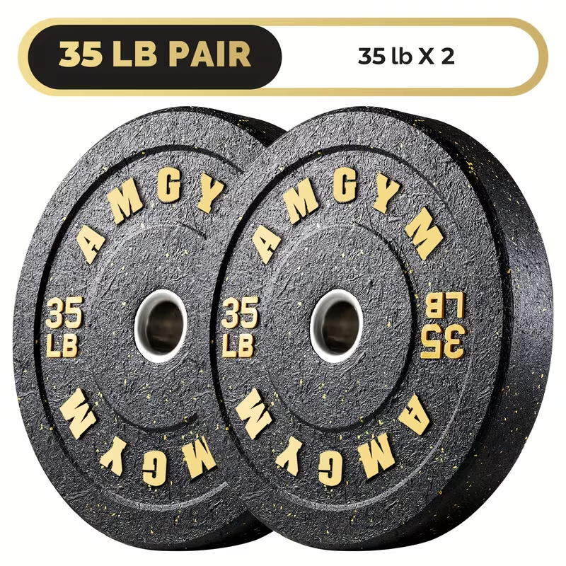 Bumper Plates Colored Rubber Weight Plates – 2-Inch Olympic Barbell Plates for Weightlifting & Strength Training