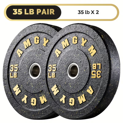 Bumper Plates Colored Rubber Weight Plates – 2-Inch Olympic Barbell Plates for Weightlifting & Strength Training