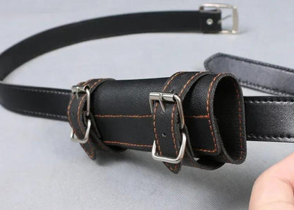 Sword Belt Holster with Dual Buckle Loops in Black or White for Katana-Style Costume Props