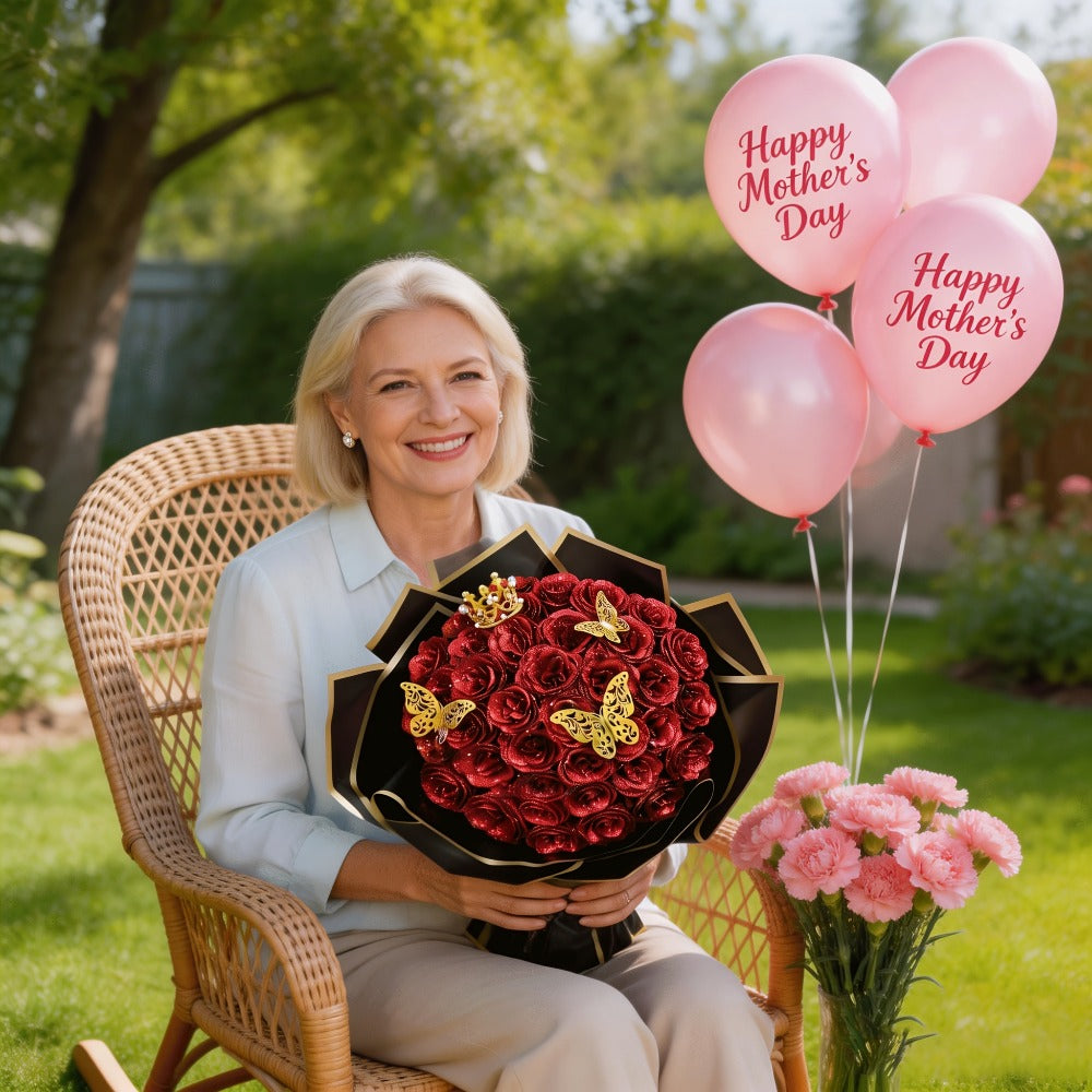 Artificial Flowers Glitter Rose Bouquet in 24 or 36-Piece Sets with Nine Sparkling Color Options