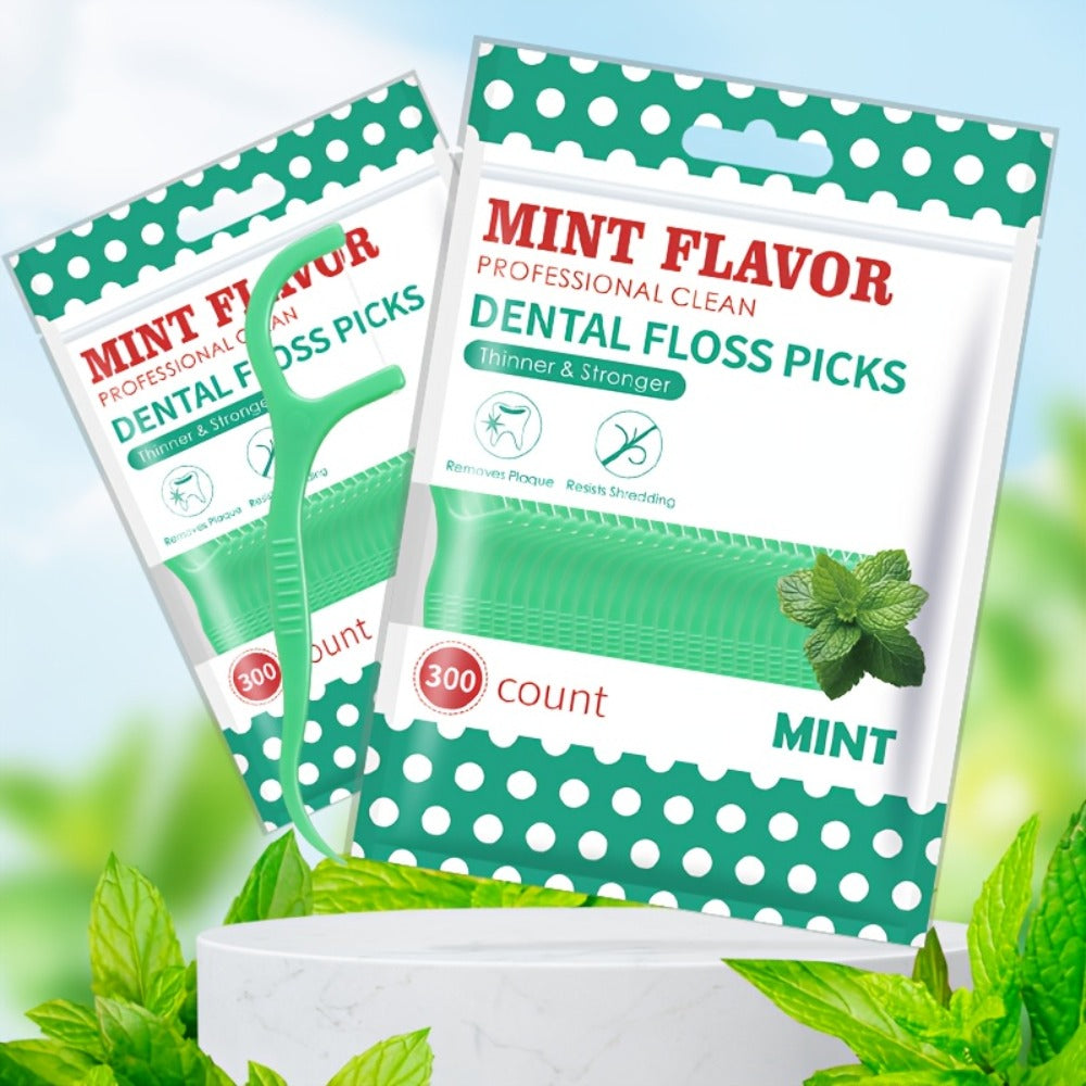 Mint Floss Picks 600 Count – Ultra-Fine Disposable Dental Floss Sticks, Interdental Cleaning, Plaque Removal, Fresh Breath