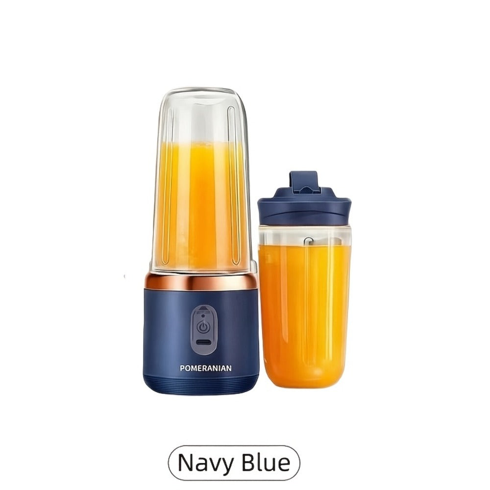 Portable Blender Juicer Double Cup 1500mAh Rechargeable, Food-Grade ABS Multifunctional Fruit Vegetable Juicer
