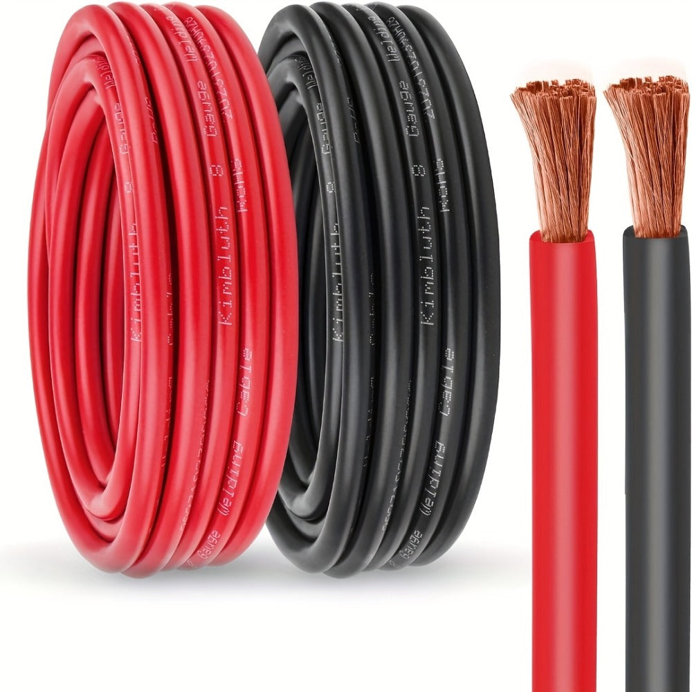 8 AWG OFC Copper Wire Cable Red & Black Set 8 Gauge Welding Cable for Automotive Battery Marine Generator Solar Wiring – 3FT or 10FT Options