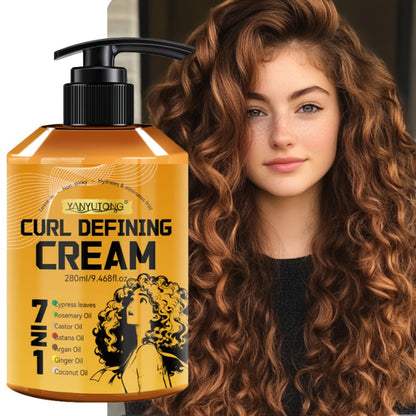 Curl Defining Cream 7-in-1 with Argan Oil & Rosemary Oil 280ml – Frizz Control, Natural Fluffiness & Long-Lasting Hold for Wavy
