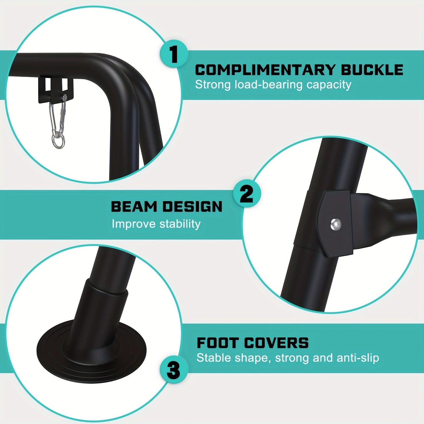 1.3-Inch Foldable Hammock Chair Stand with Weather-Resistant Finish and Tool-Free Assembly detail image - detail view 11