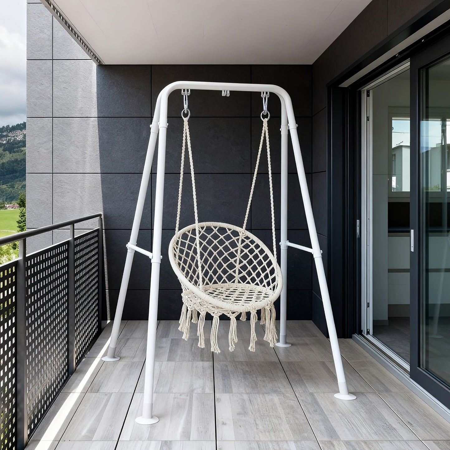 1.3-Inch Foldable Hammock Chair Stand with Weather-Resistant Finish and Tool-Free Assembly detail image - detail view 5