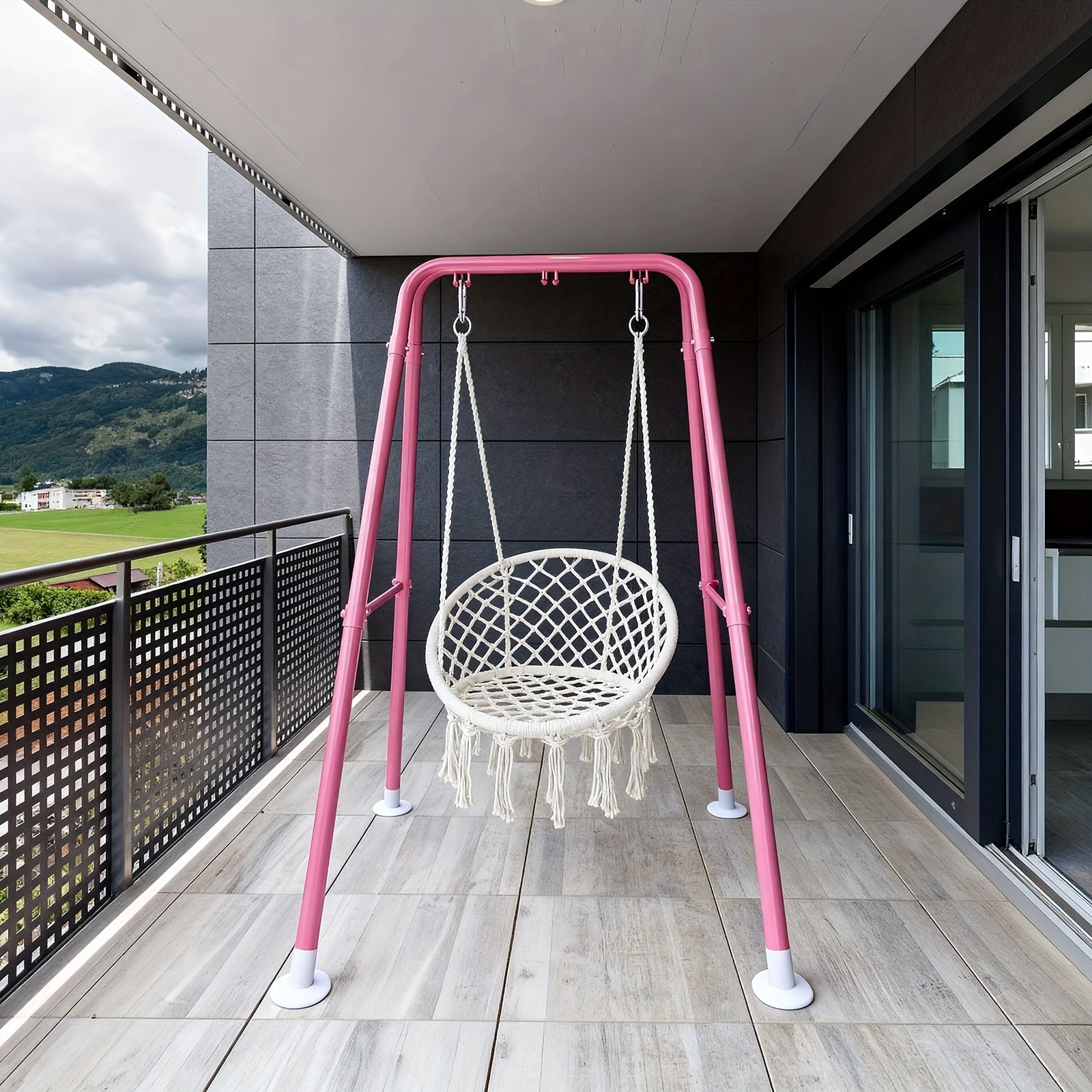 1.3-Inch Foldable Hammock Chair Stand with Weather-Resistant Finish and Tool-Free Assembly detail image - detail view 7