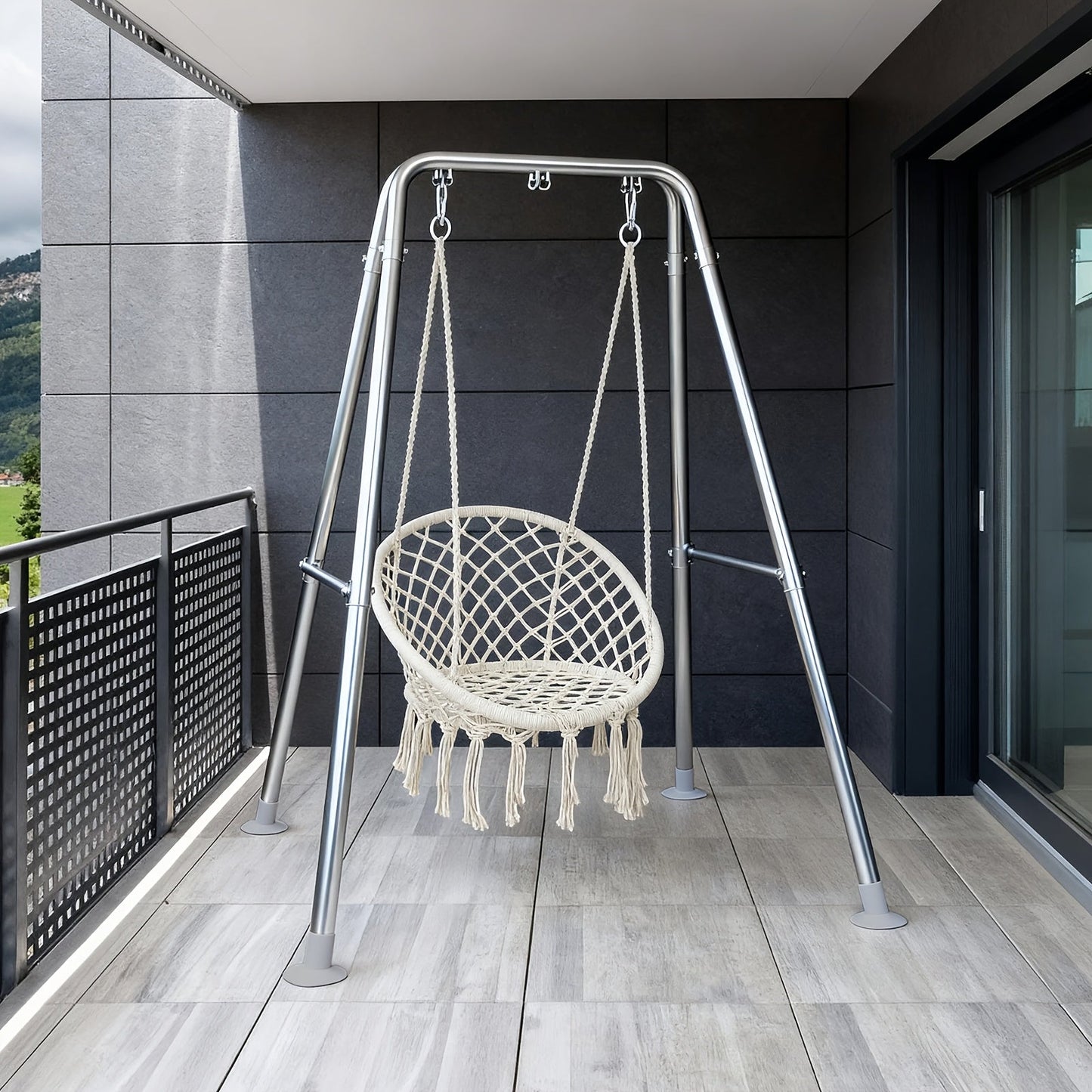 Hammock Chair Stand shown in the Silvery Stand option