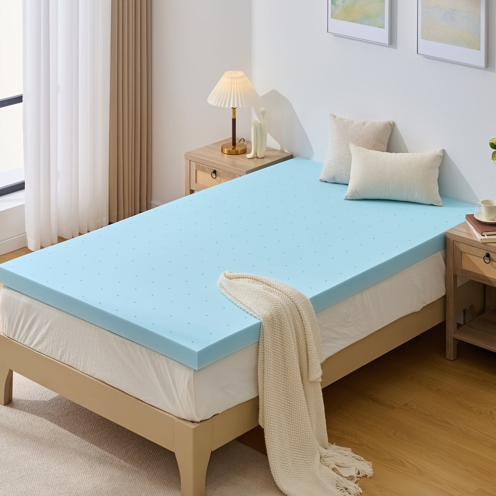 Mattress Topper shown in the 1.5 Inch-Blue, Twin option