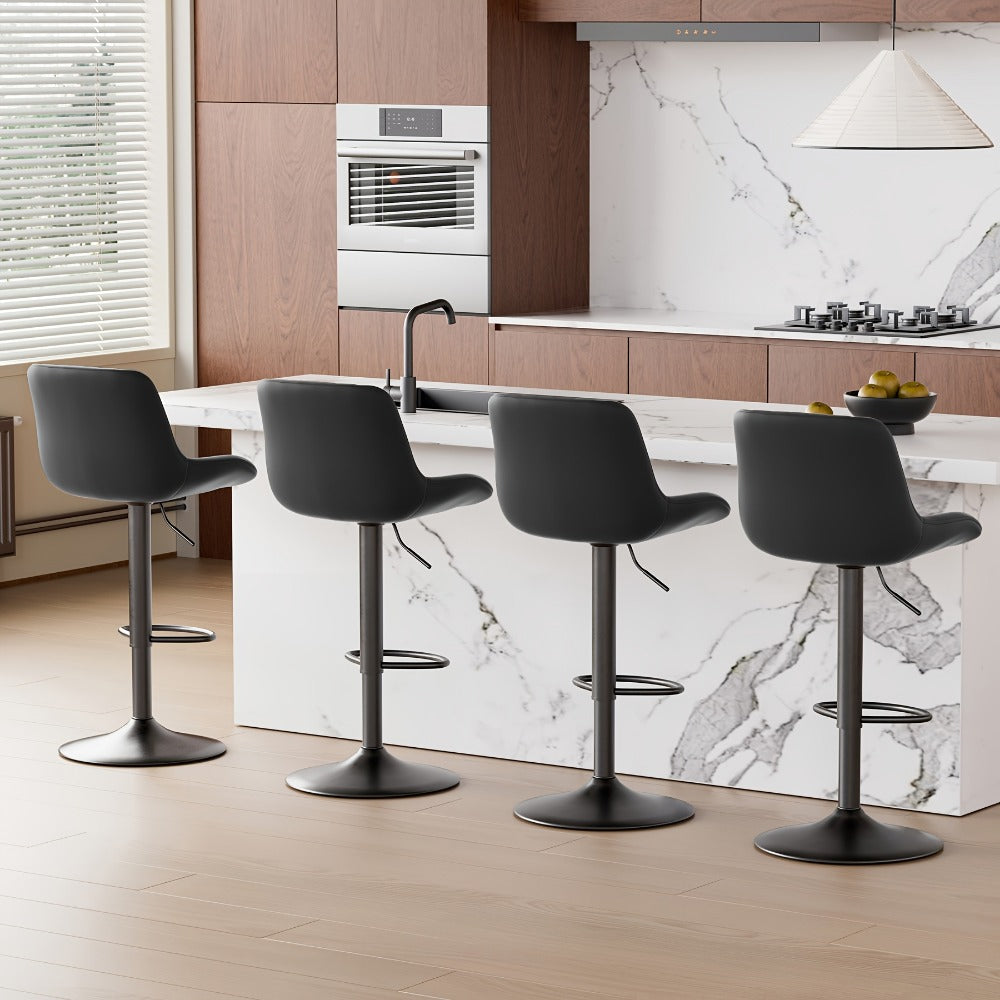 1-Piece Set Upholstered Bar Stool with Adjustable Height and Footrest for Kitchen detail image - detail view 4