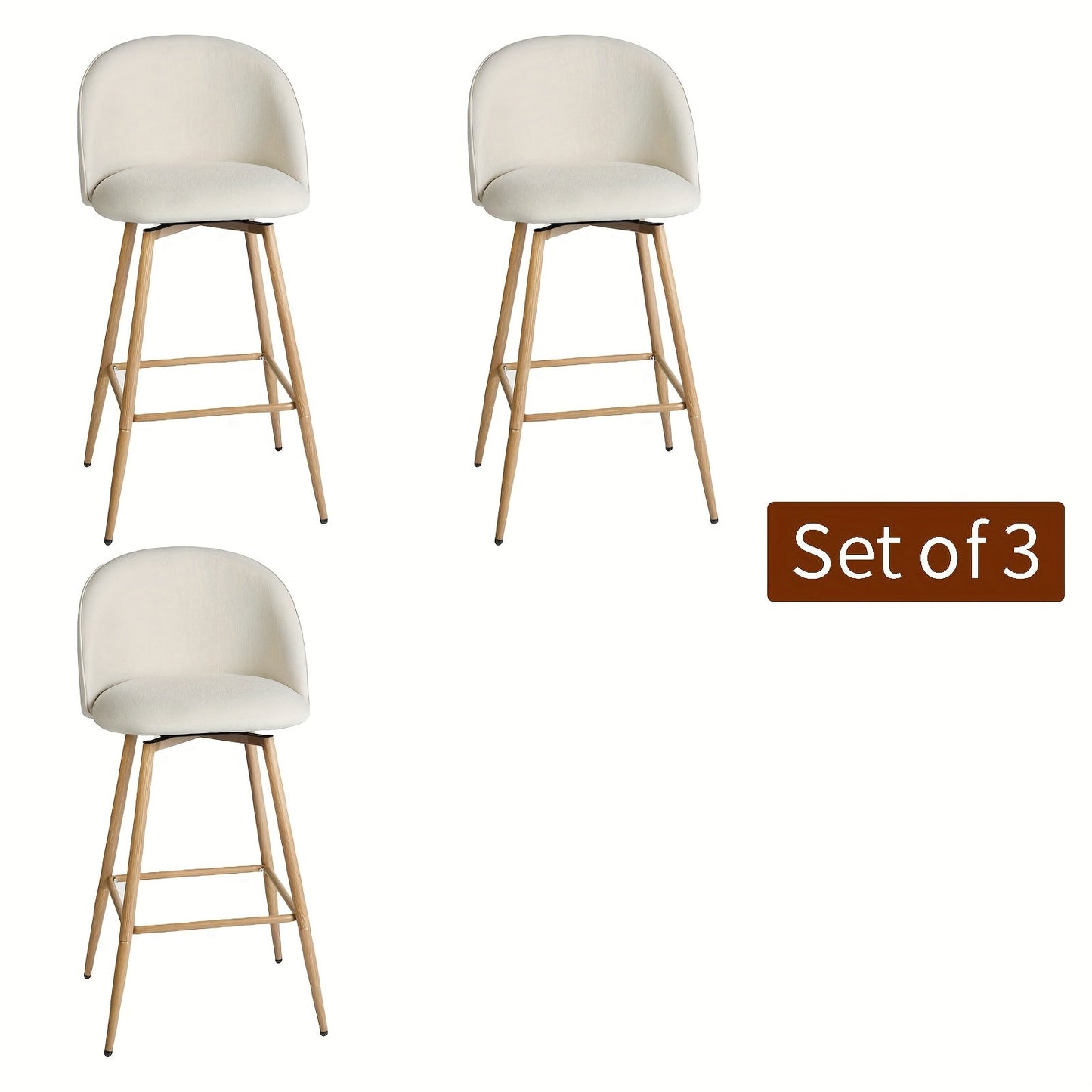 Counter Stool shown in the Beige Fabric - Set Of 3 option