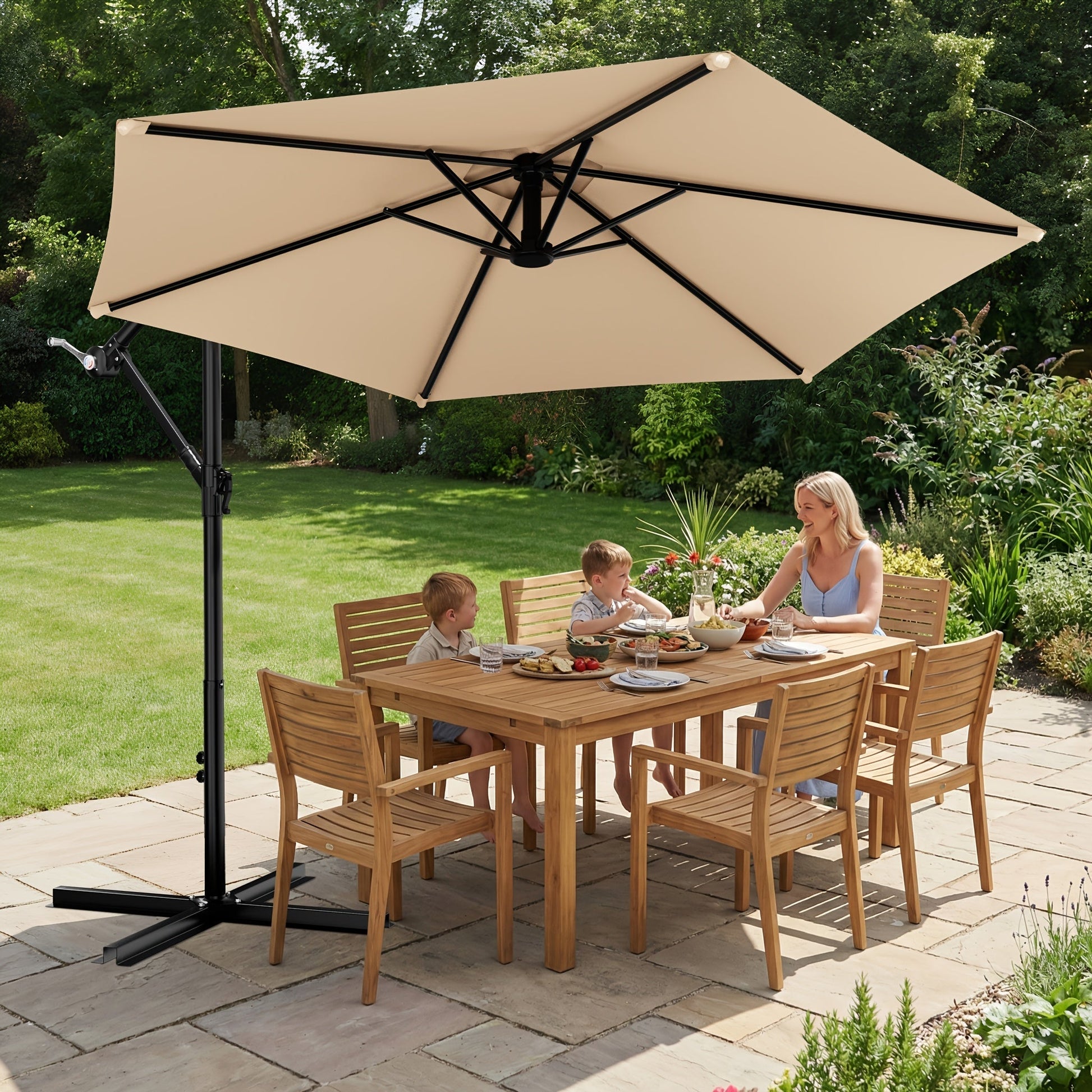 Cantilever Patio Umbrella shown in the Beige option