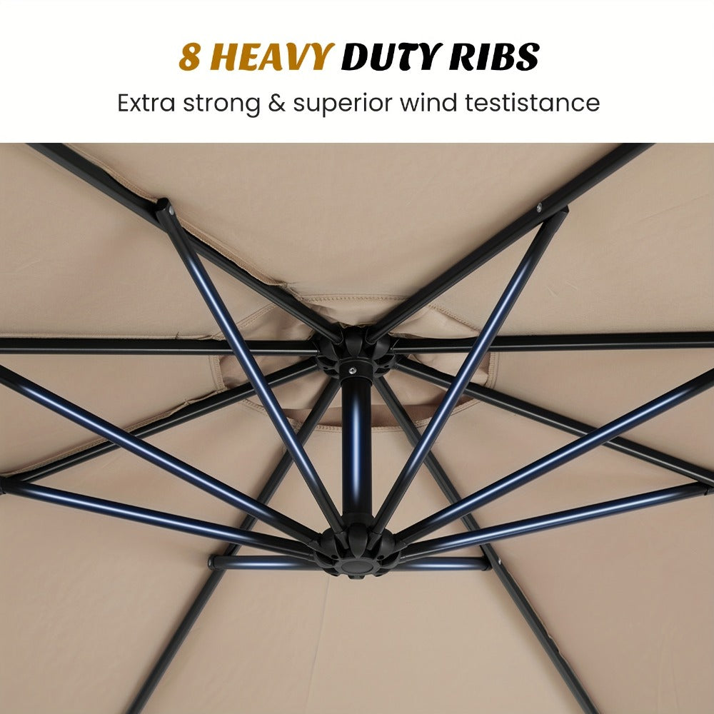 10-Foot Fabric Beach Umbrella with UV Protection and Waterproof Protection for Patio detail image - detail view 11
