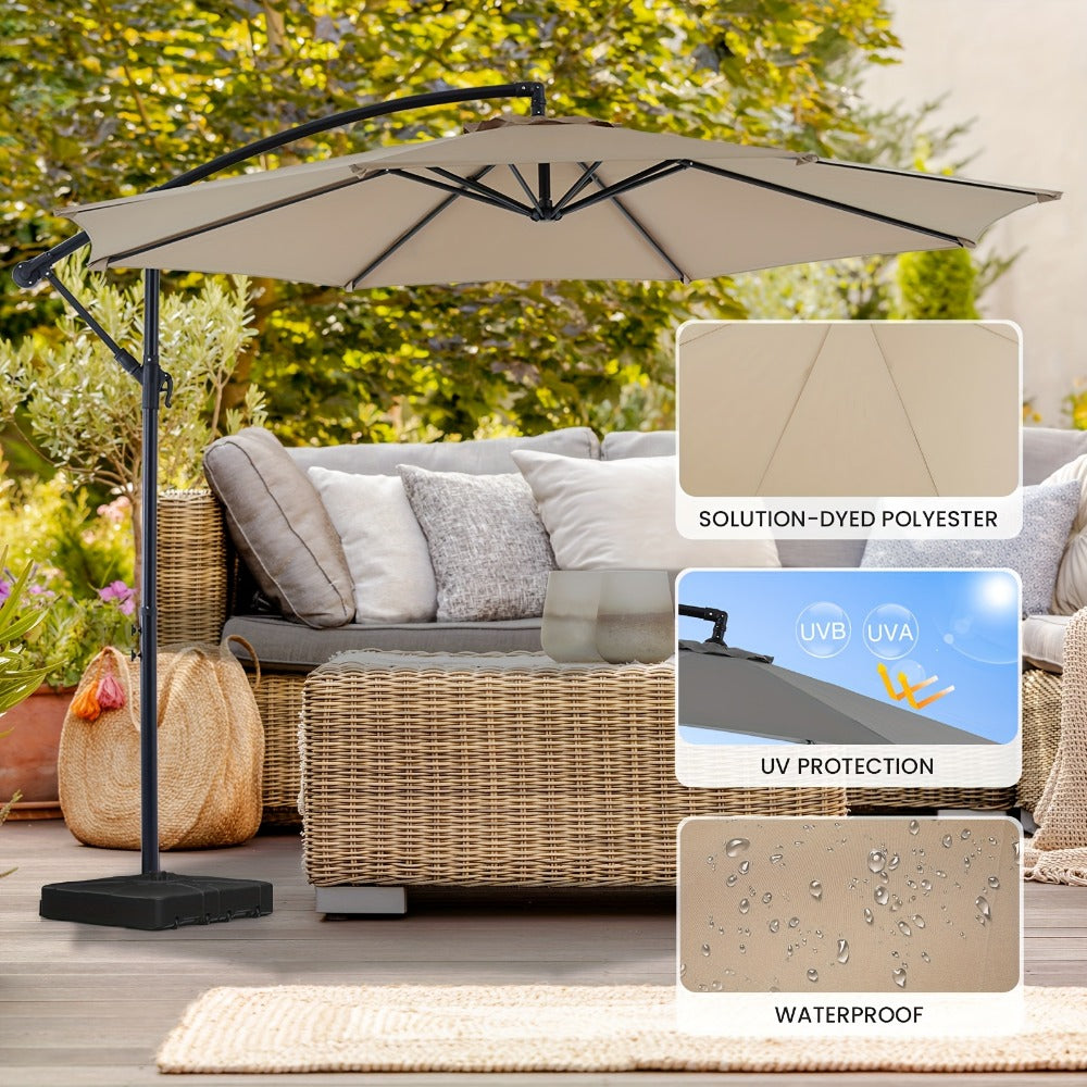 10-Foot Fabric Beach Umbrella with UV Protection and Waterproof Protection for Patio detail image - detail view 12