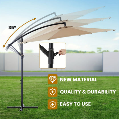 10-Foot Fabric Beach Umbrella with UV Protection and Waterproof Protection for Patio detail image - detail view 13