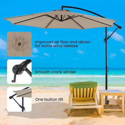 10-Foot Fabric Beach Umbrella with UV Protection and Waterproof Protection for Patio detail image