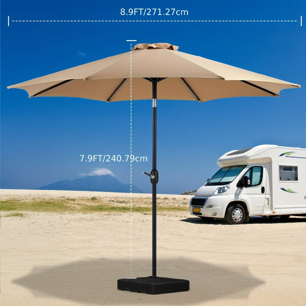 10-Foot Fabric Beach Umbrella with UV Protection and Waterproof Protection for Patio detail image - detail view 4
