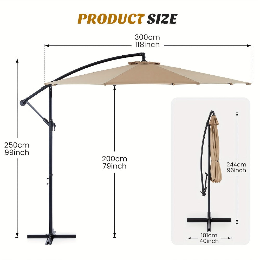 10-Foot Fabric Beach Umbrella with UV Protection and Waterproof Protection for Patio detail image - detail view 6