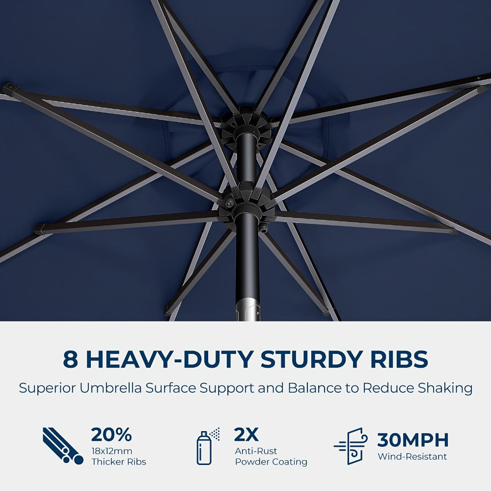 10-Foot Heavy-Duty Patio Umbrella with LED Lighting, Outdoor Table Umbrella detail image - detail view 15