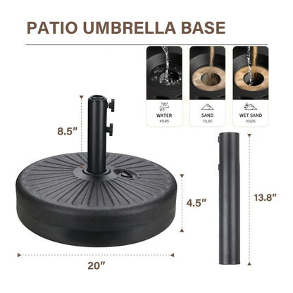 10-Foot Heavy-Duty Patio Umbrella with LED Lighting, Outdoor Table Umbrella detail image - detail view 3