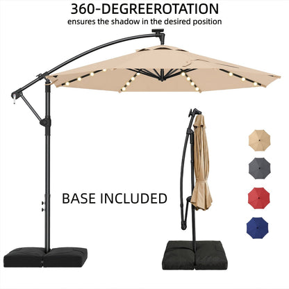 Offset Patio Umbrella shown in the 360° Rotation Beige with Base option