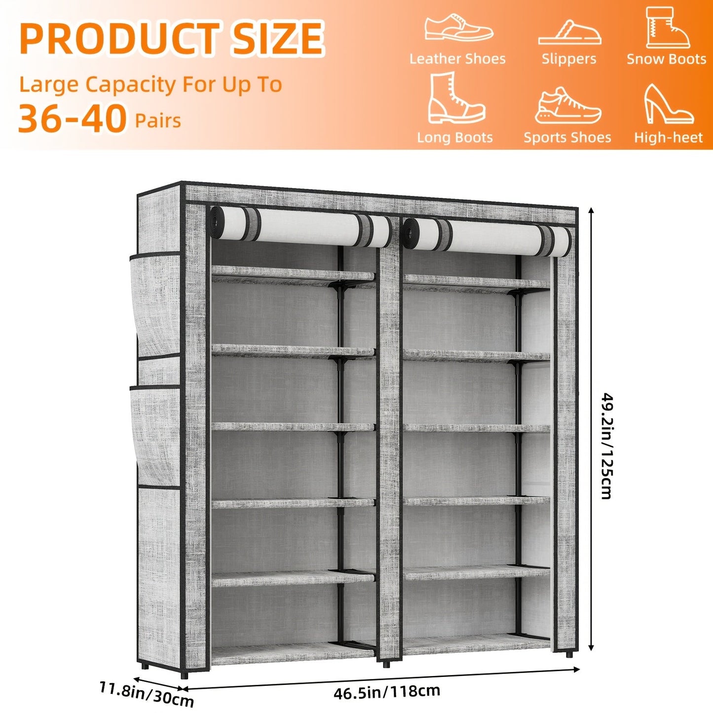 Shoe Rack shown in the 2 row 6 Tier option