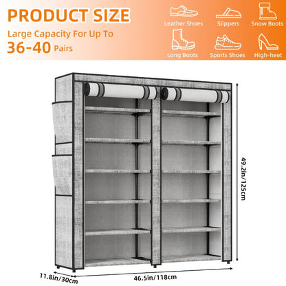 10-Tier Freestanding Shoe Rack with Dustproof Cover and Large-Capacity Storage detail image - detail view 7