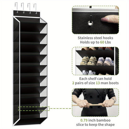 10-Tier Metal Shoe Organizer with Tool-Free Assembly for Organized Everyday Storage detail image - detail view 12