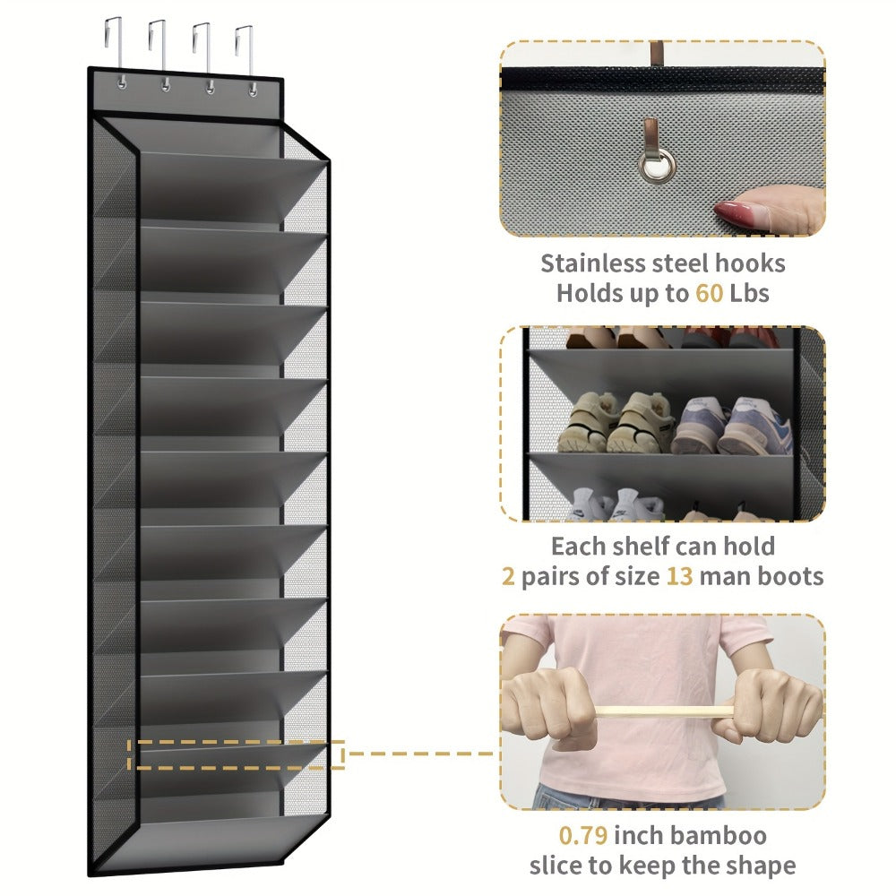 10-Tier Metal Shoe Organizer with Tool-Free Assembly for Organized Everyday Storage detail image - detail view 5