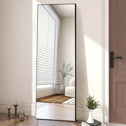 Full Length Mirror Floor Standing, Arched & Rect Body Mirror with Stand, Hanging or Leaning Wall Mirror, Aluminum Alloy Thin Frame
