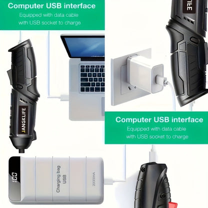 Electric Screwdriver Set 16pcs, 90° Rotatable Foldable Cordless Screwdriver Kit with 1200mAh Rechargeable Battery & Bits