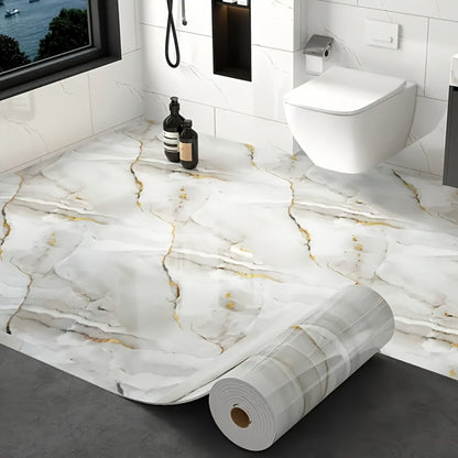 Peel and Stick Floor Tile Sticker 15.7"x118" Self-Adhesive Marble Pattern Vinyl Roll for Entryways, Bedrooms and Living Spaces
