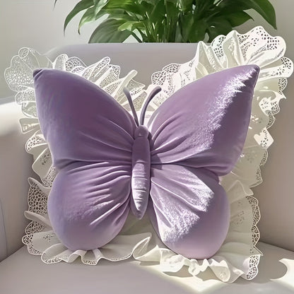 Butterfly Shaped Throw Pillow 3D Bow Decorative Cute Accent Pillow for Bed Sofa Couch Velvet for Entryways, Bedrooms and Living Spaces