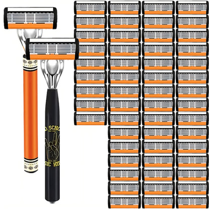 Double Edge Safety Razor Set for Men with 2 Handles & Stainless Steel Replacement Blades – Barber-Quality Close Shave Manual Shaving Kit