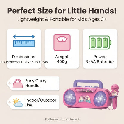Kids Light-Up Singing Machine Toy with Microphone, All-in-One Music Toy for Boys & Girls Ages 3-7