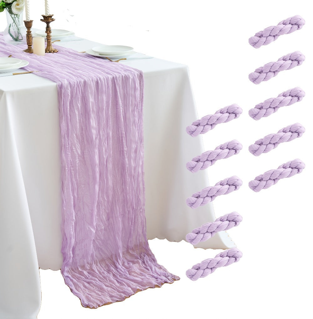 Ten-Piece Cheesecloth Table Runner Set, 19.6 x 120 Inches Each in Five Colors for Dining and Events
