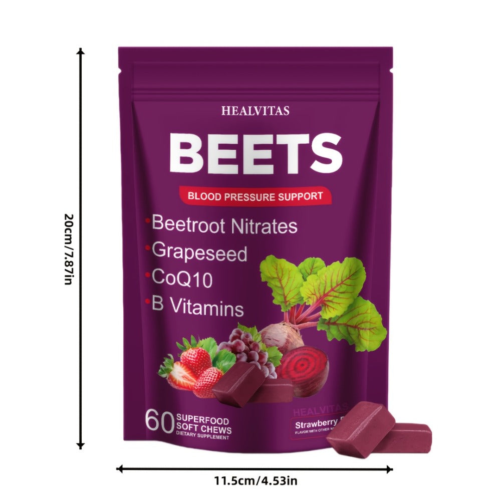 Beet Root Gummies for Blood Pressure & Heart Health with CoQ10 Vitamin B12 B6 Grapeseed Extract