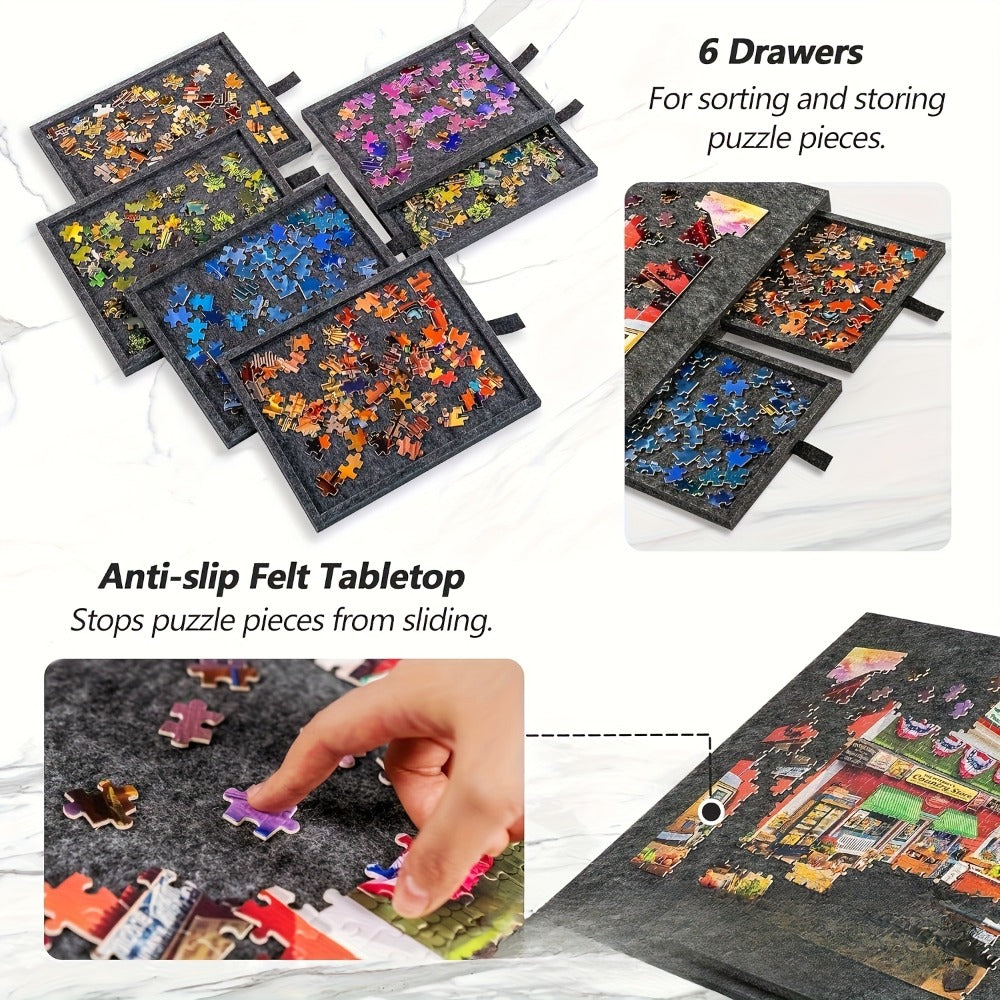 Portable Puzzle Board with Anti-Slip Surface, Fits 1000 & 1500 Piece Puzzles, Jigsaw Puzzle Table for Storage & Family Game Night