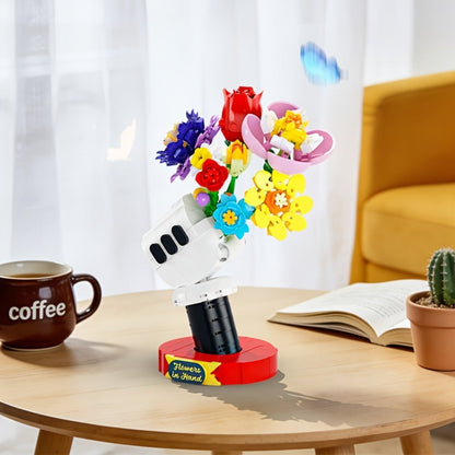 DIY Flower Bouquet Building Blocks Set with Display Stand – Multicolor Brick Flower Maker Home Decor Never Wilts Mother's Day Valentine's