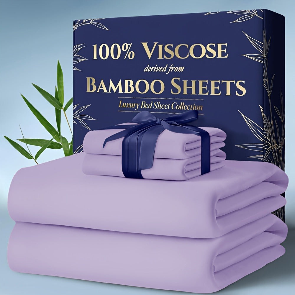Bed Sheet Set Bamboo-Derived Fabric with Four Bed Sizes, specified Sheet Dimensions and Thirteen Colors